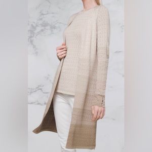 White House Black Market Beige Color-Block Knit Duster Cardigan Size XL NWT